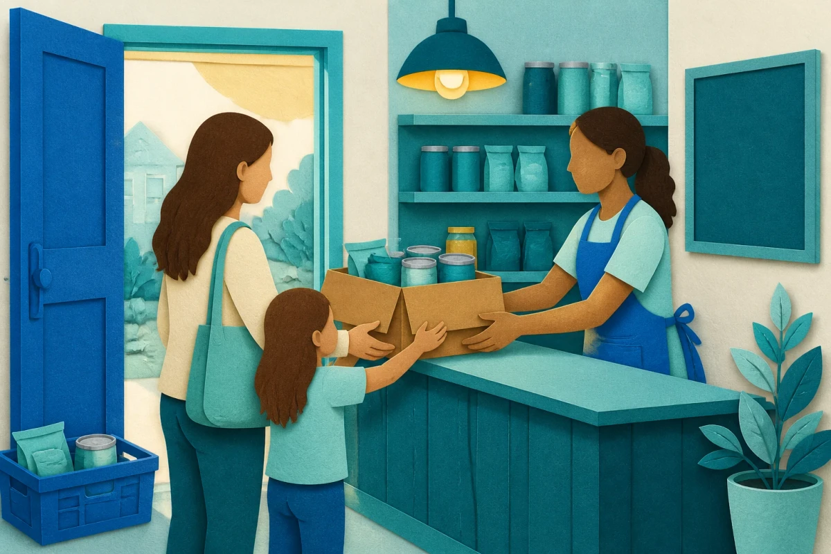 Take a box of pantry food to a food bank